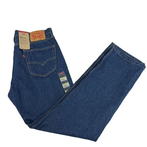 New Mens Levi’s 505 Regular Straight Denim Jeans Size 32x30 Stretch Irregular - Picture 1 of 9